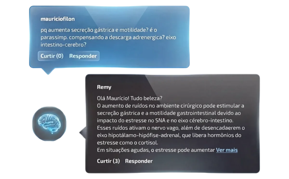 Fórum de dúvidas da plataforma, com a resposta de um professor
