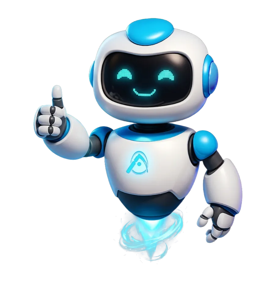 DEX, mascote da Anest-Review, fazendo sinal de positivo