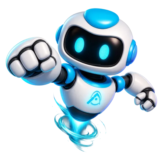 DEX, mascote da Anest-Review, dando um soco no ar