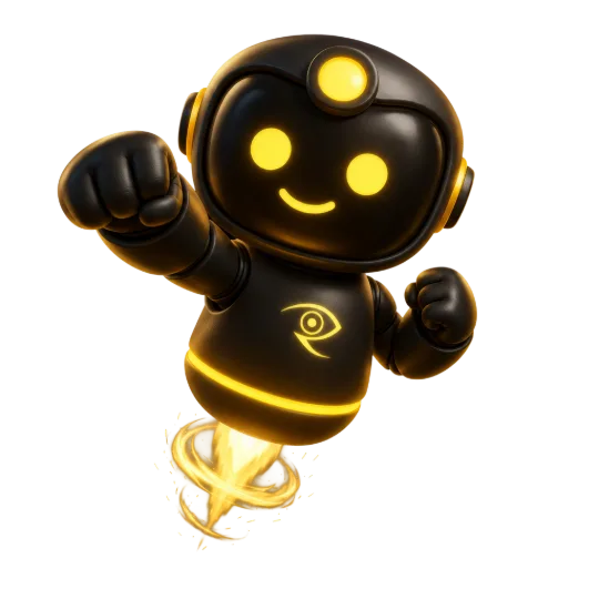 IRIS, mascote da Oft-Review, dando um soco no ar