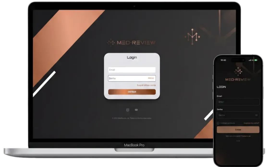 Plataforma Med-Review no notebook e no celular