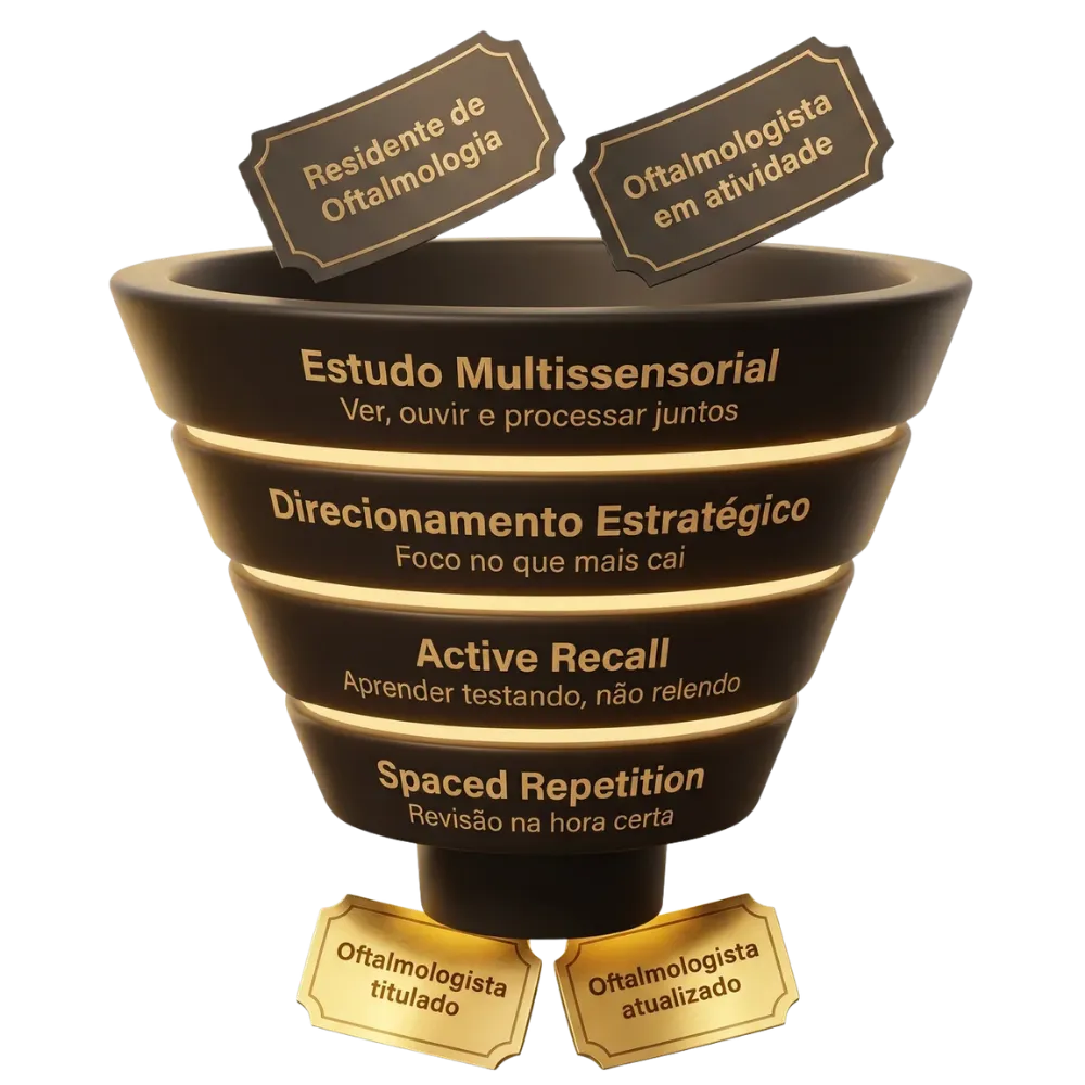 Os 4 pilares da metodologia da Oft-Review: Estudo Multissensorial, Direcionamento Estratégico, Active Recall e Repetição Espaçada