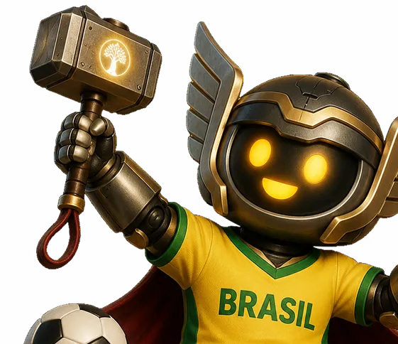 Mascote Tor do Ortop-Review com a camisa do Brasil