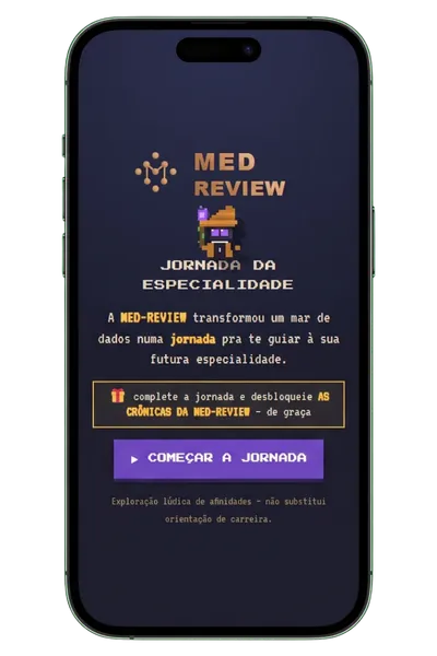 Tela inicial do teste de especialidade médica do Med-Review