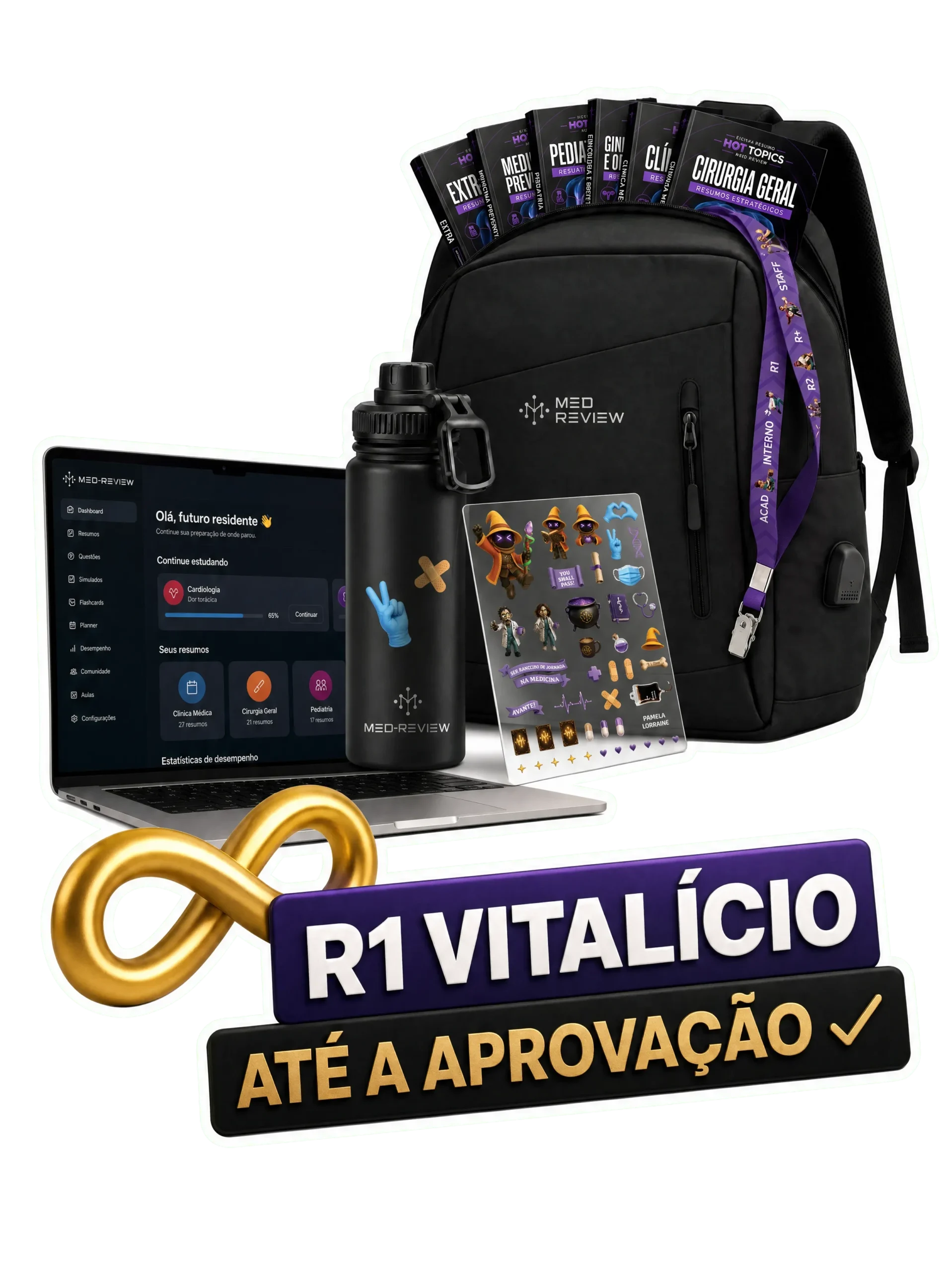 Prêmios do sorteio na live: MacBook, Extensive R1 Vitalício, Lux Bag e coletânea de livros físicos