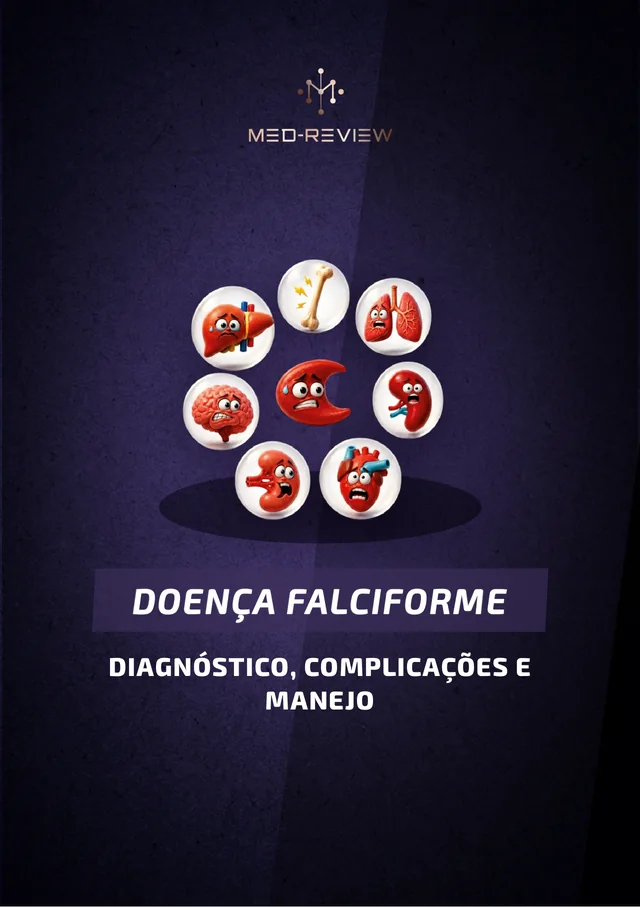 Capa da apostila Doença falciforme: diagnóstico, complicações e manejo em um tablet