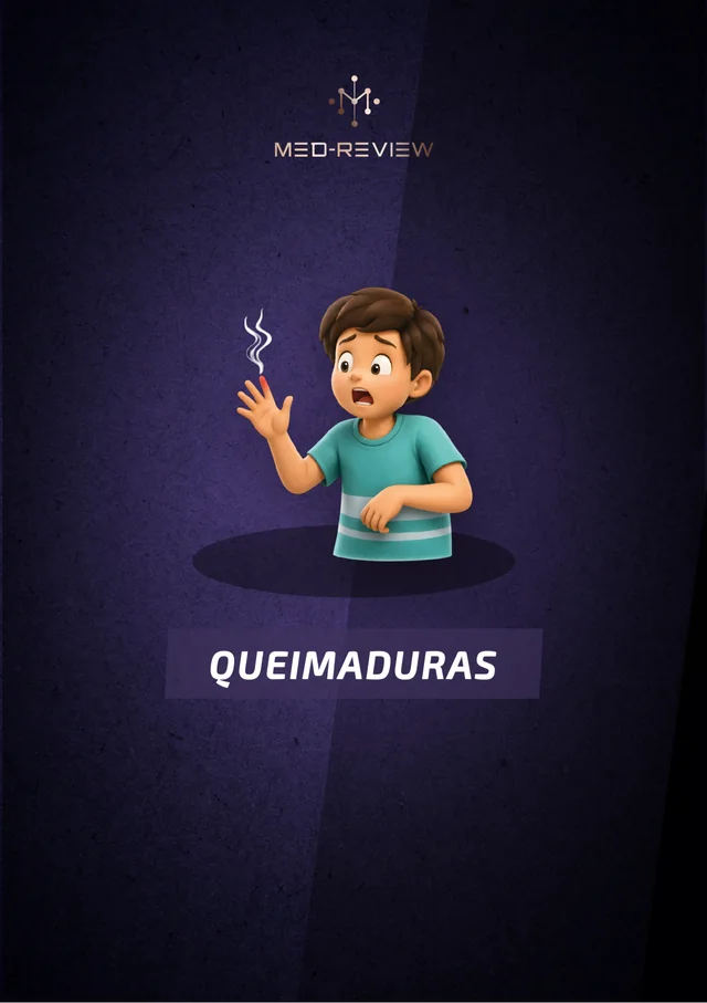 Capa do material Queimaduras: classificação, regra dos 9 e reposição volêmica