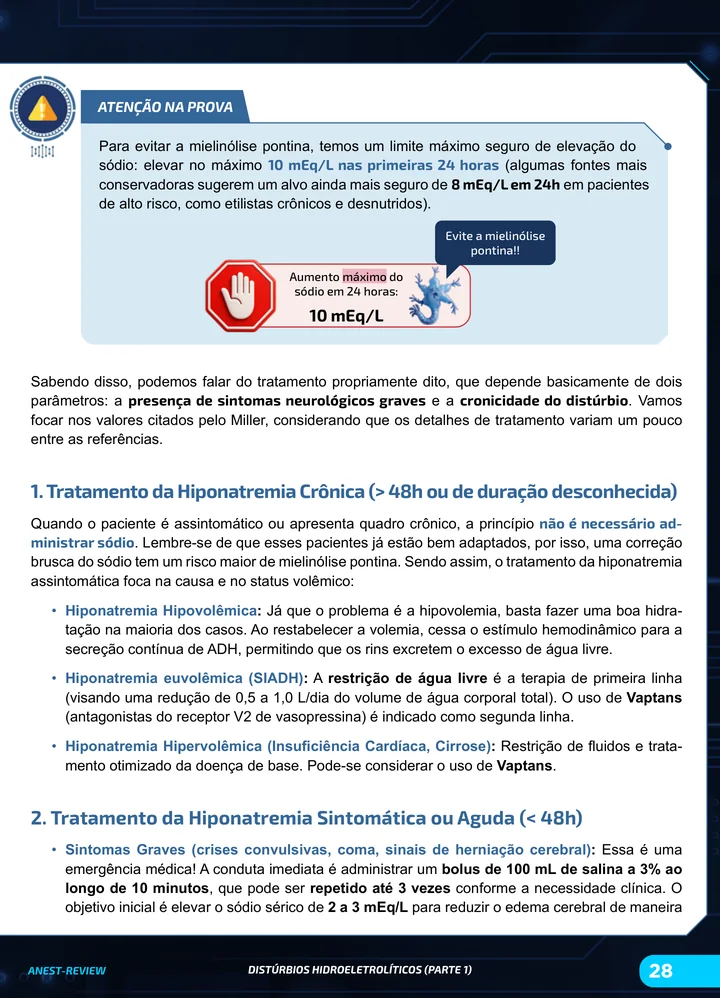 Página interna da apostila sobre Distúrbios hidroeletrolíticos, parte 1: hiponatremia, hipernatremia e osmolaridade