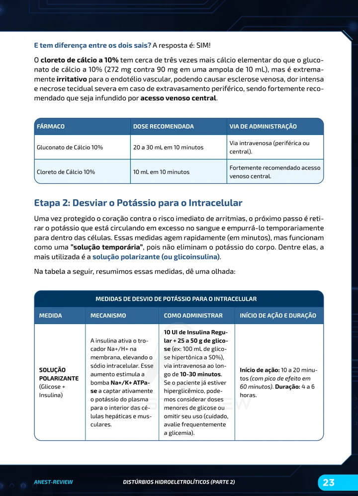 Página interna da apostila sobre Distúrbios hidroeletrolíticos, parte 2: potássio, cálcio, fosfato e magnésio