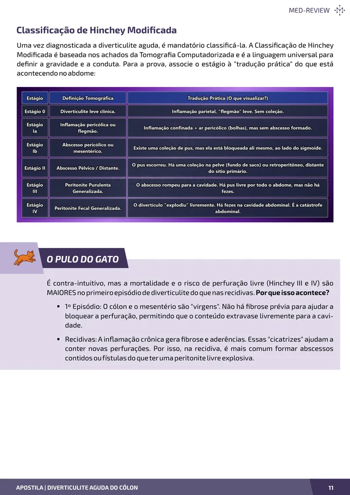 Página interna da apostila sobre Diverticulite aguda do cólon