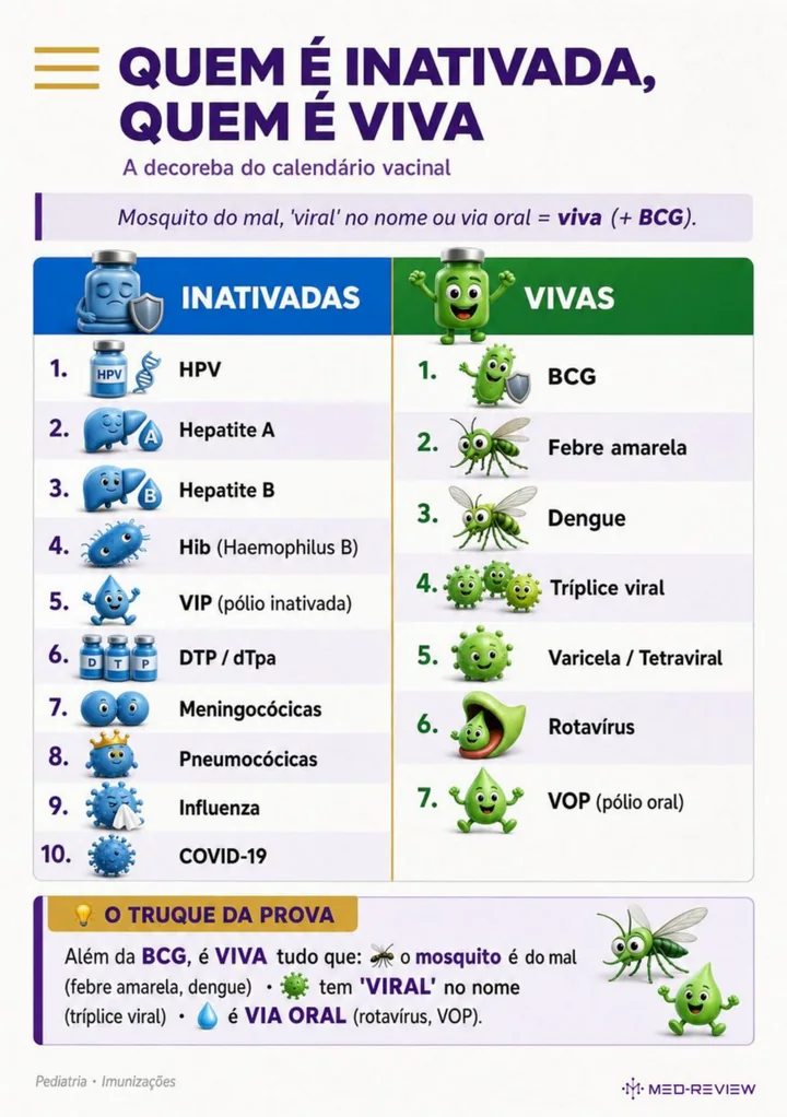 Página interna da ficha-resumo sobre Imunizações na infância