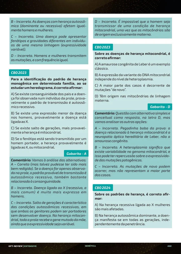 Página interna da apostila sobre Genética em oftalmologia: padrões de herança e facomatoses
