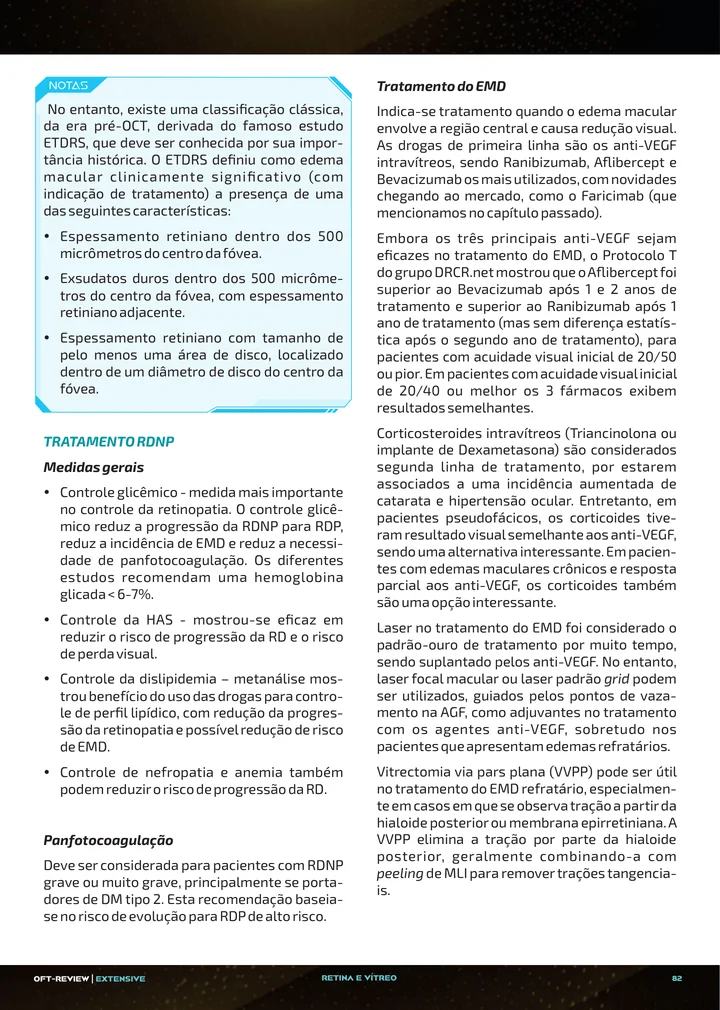 Página interna da apostila sobre Retinopatia diabética: classificação, edema macular e tratamento