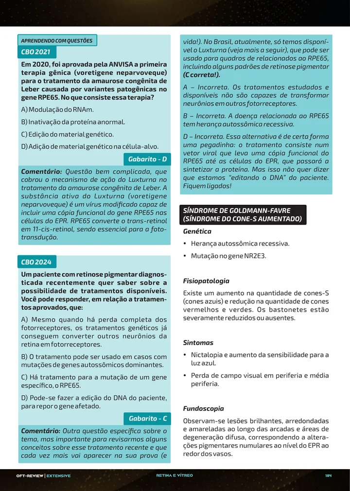 Página interna da apostila sobre Retinose pigmentar e distrofias difusas da retina e da coroide