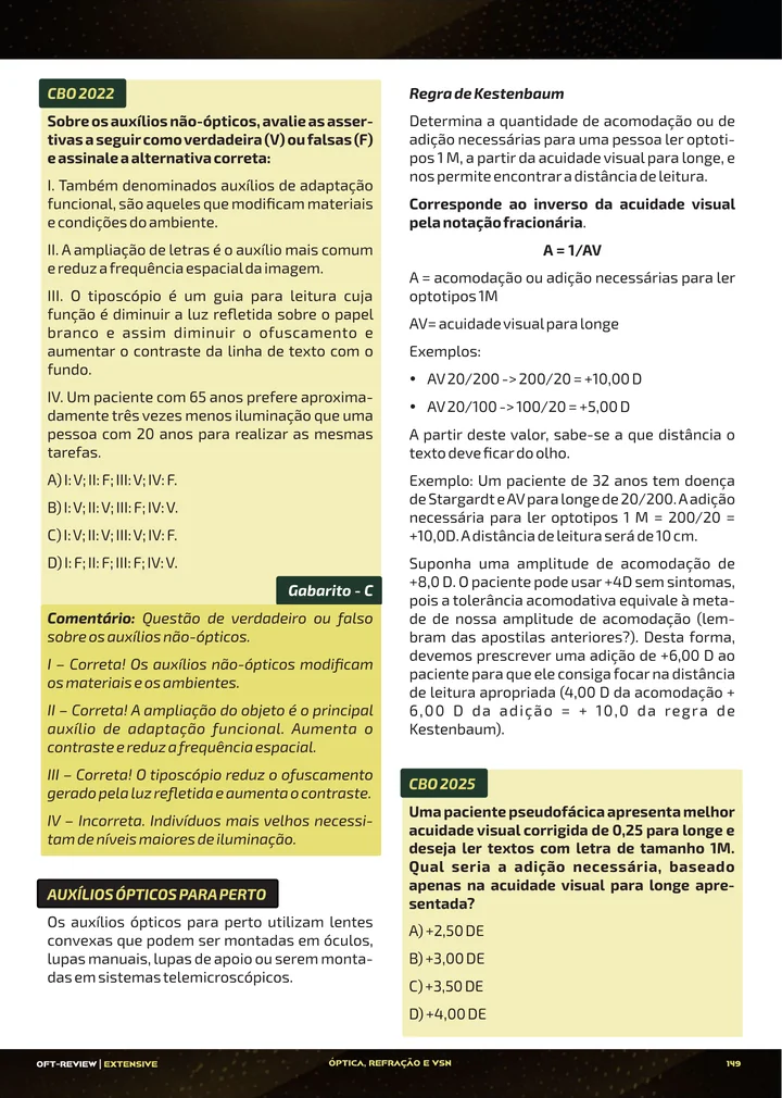 Página interna da apostila sobre Visão subnormal: classificação, magnificação e auxílios