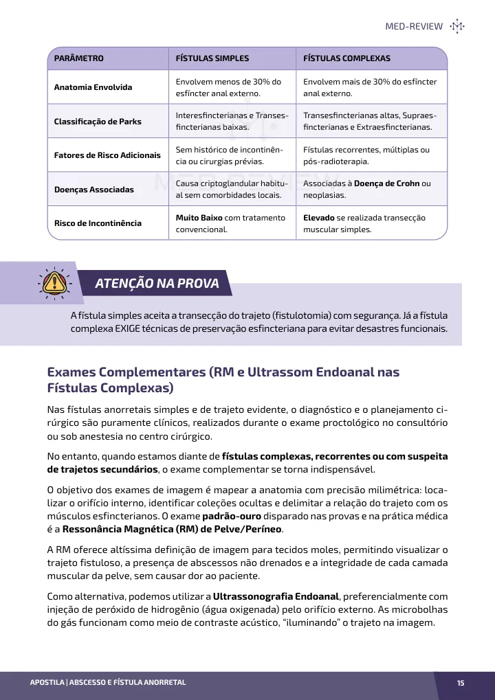 Página interna da apostila sobre Abscesso e fístula anorretal