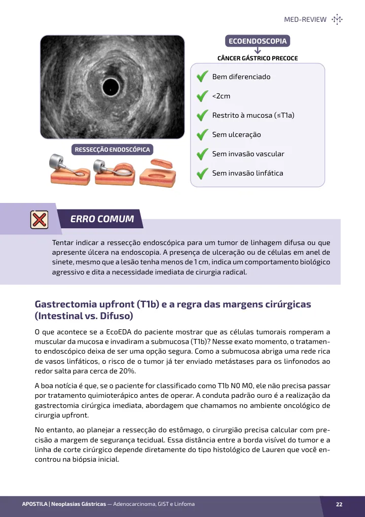 Página interna da apostila sobre Neoplasias gástricas: adenocarcinoma, GIST e linfoma