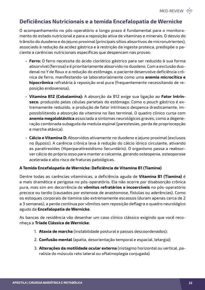 Página interna da apostila sobre Cirurgia bariátrica e metabólica