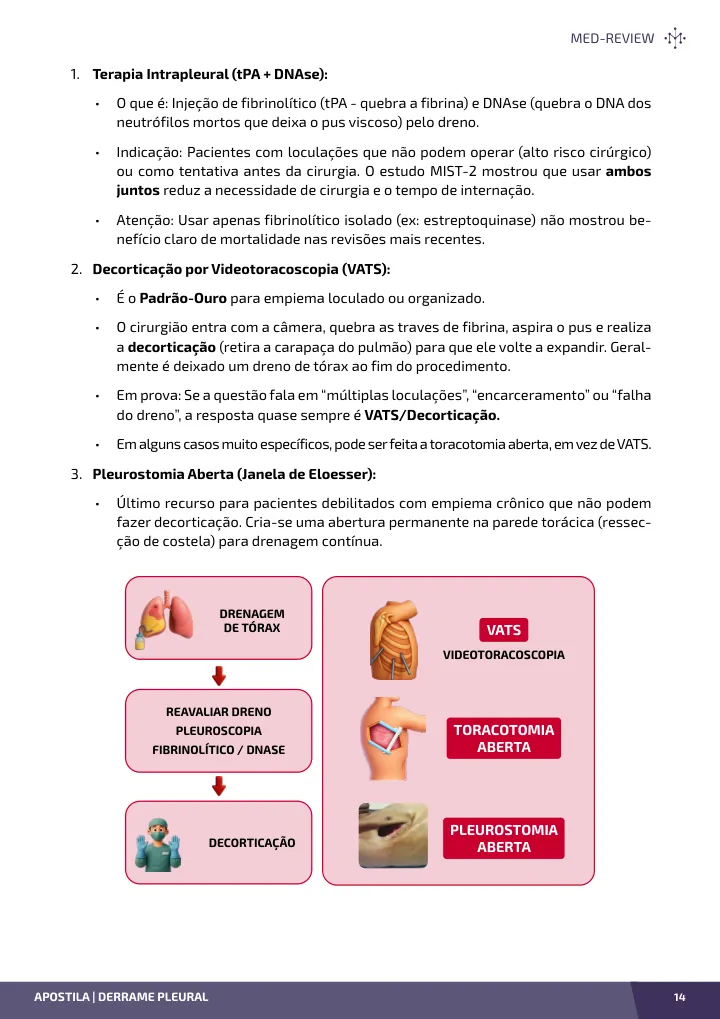 Página interna da apostila sobre Derrame pleural: do diagnóstico à drenagem