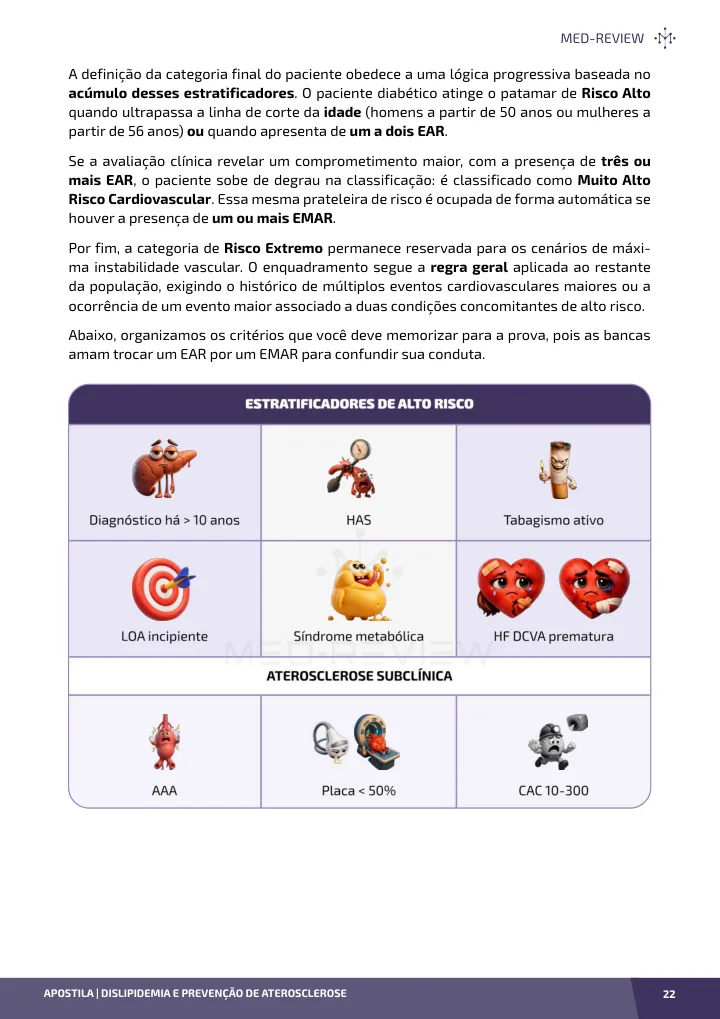 Página interna da apostila sobre Dislipidemia e prevenção de aterosclerose