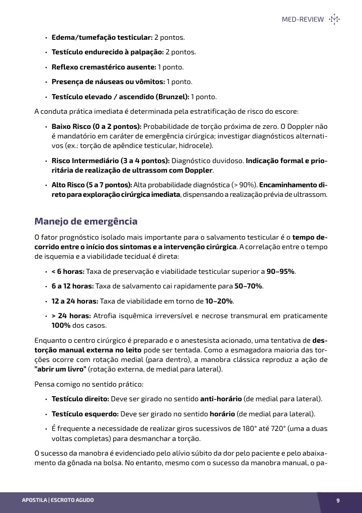 Página interna da apostila sobre Escroto agudo