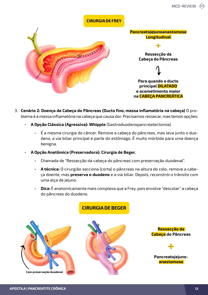 Página interna da apostila sobre Pancreatite crônica