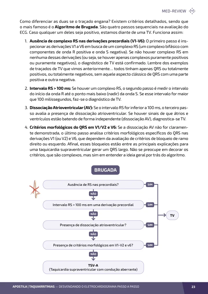 Página interna da apostila sobre Taquiarritmias: desvendando o eletrocardiograma passo a passo