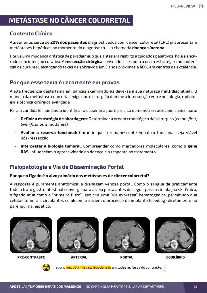 Página interna da apostila sobre Tumores hepáticos malignos: do carcinoma hepatocelular às metástases
