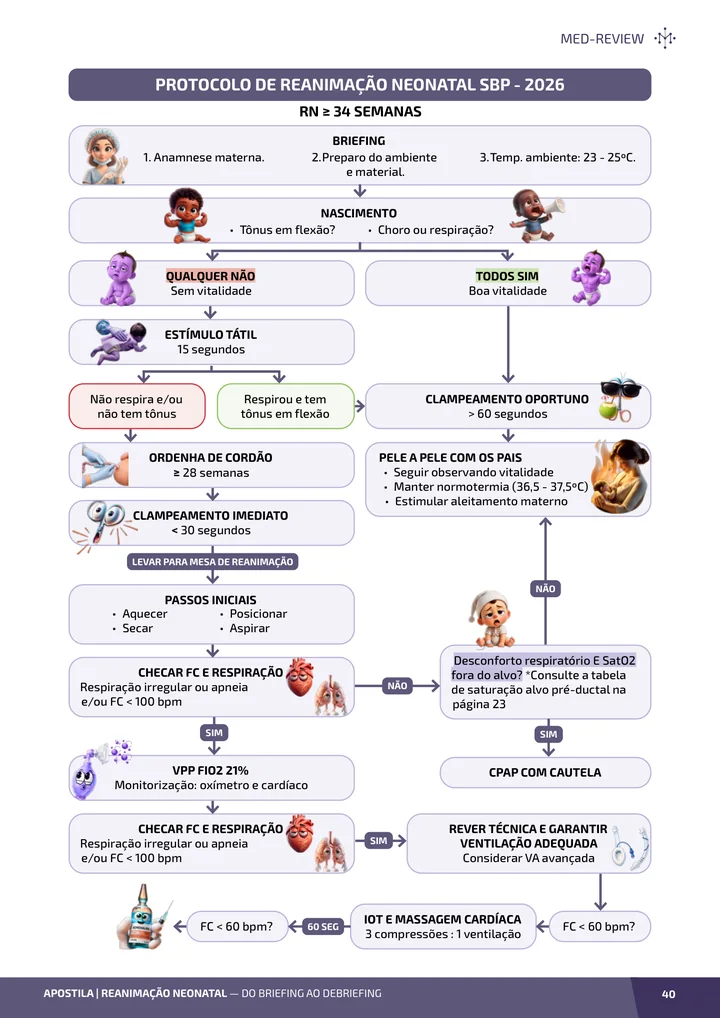 Página interna da apostila sobre Reanimação neonatal: do briefing ao debriefing