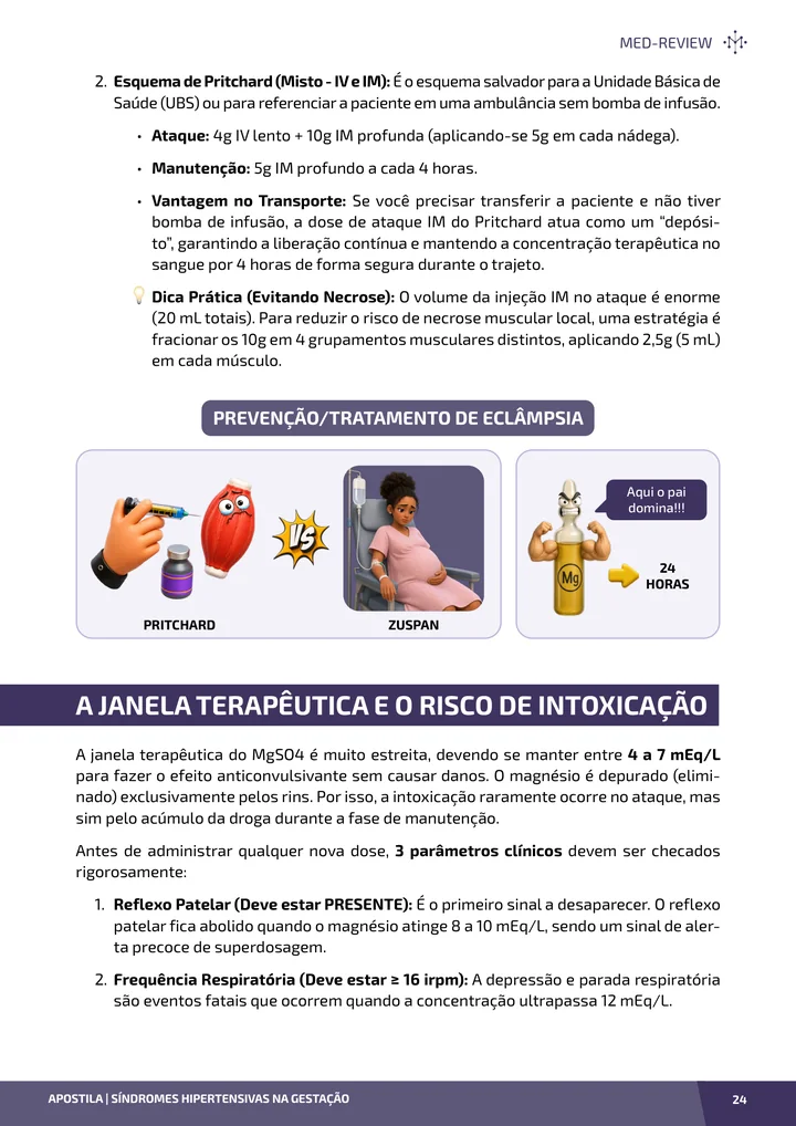 Página interna da apostila sobre Síndromes hipertensivas na gestação (DHEG)