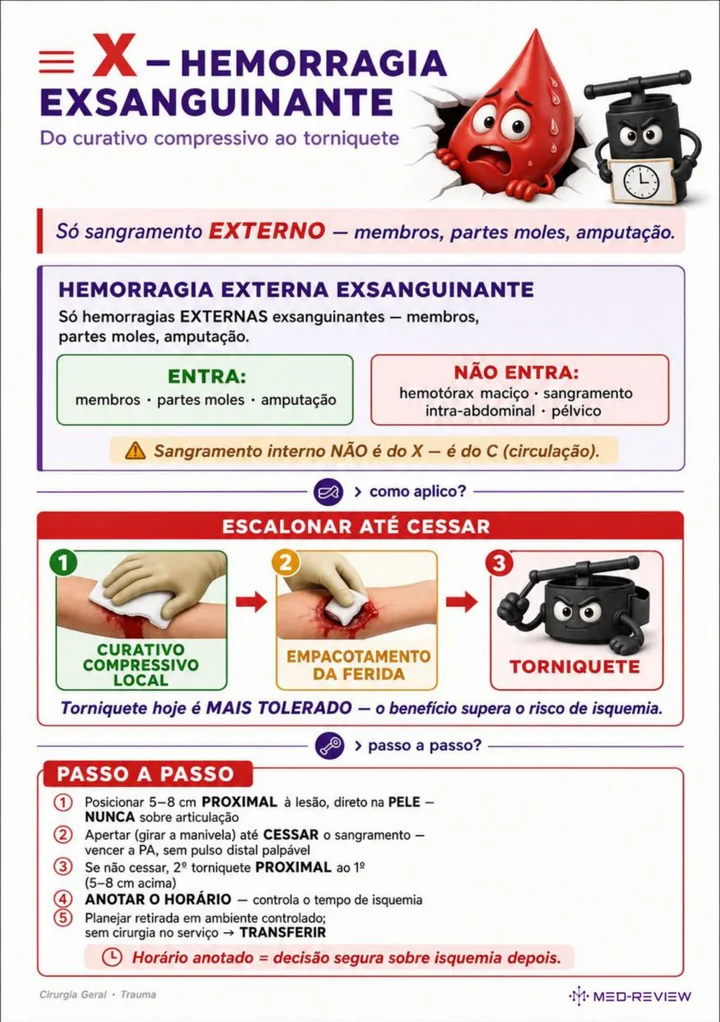 Página interna da ficha-resumo sobre XABCDE do trauma