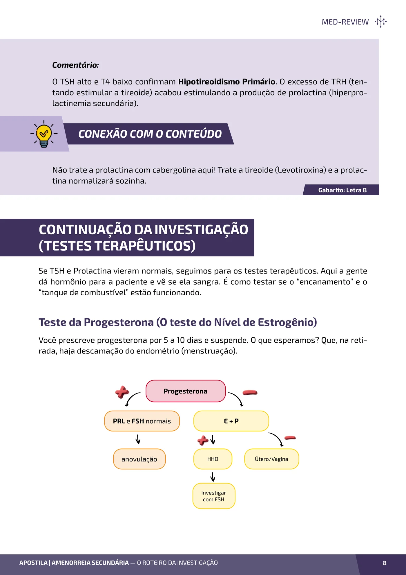 Página da apostila Amenorreia secundária: o roteiro da investigação