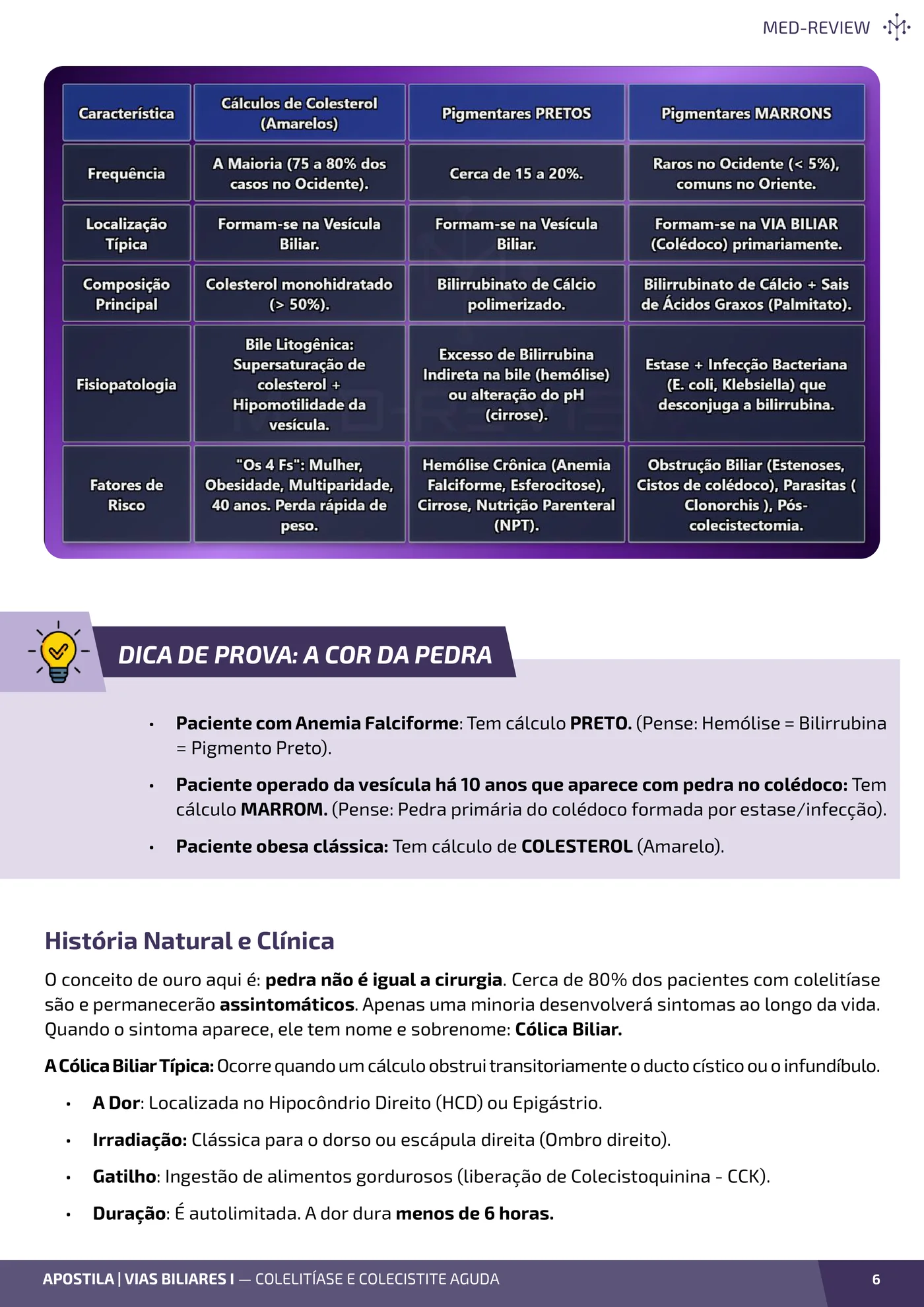 Página da apostila Vias biliares I: colelitíase e colecistite aguda
