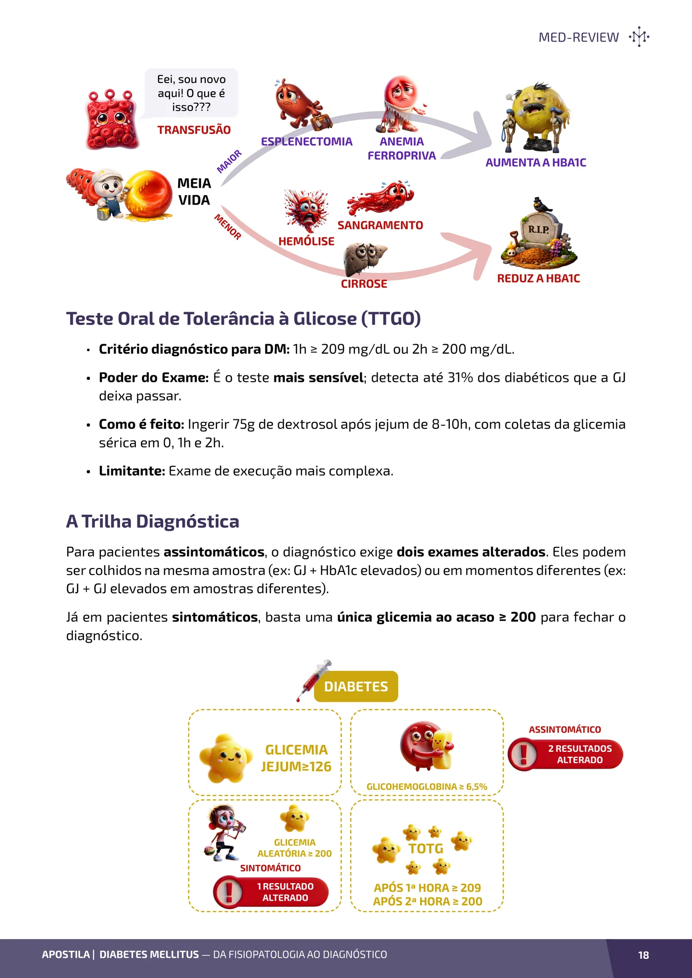 Página da apostila Diabetes mellitus: da fisiopatologia ao diagnóstico