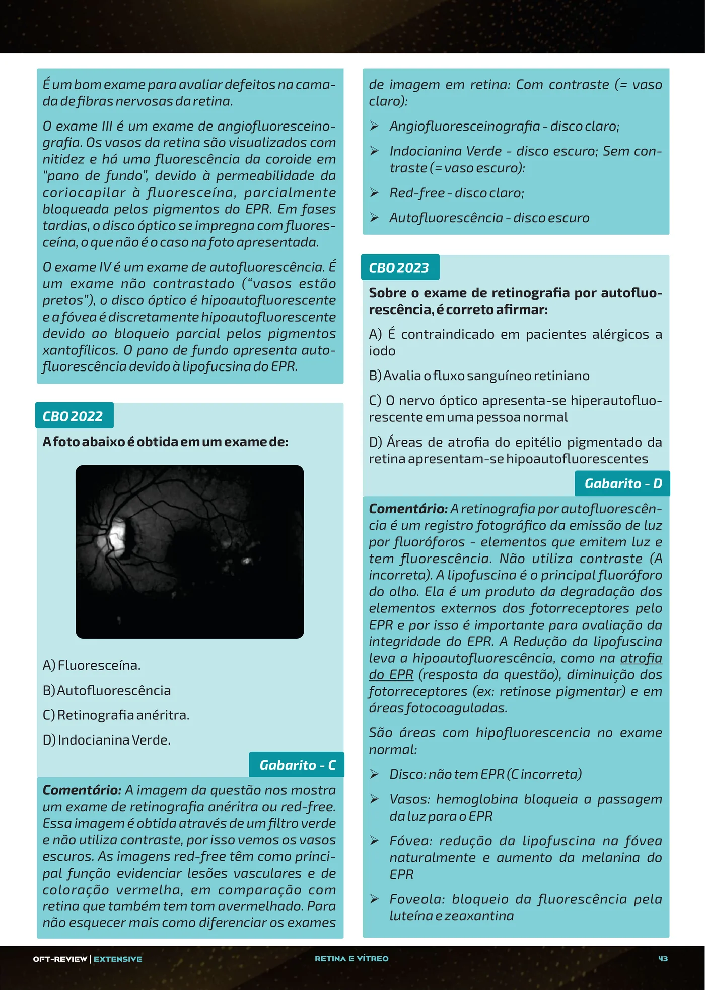 Página da apostila Autofluorescência, OCT e OCT-A na retina