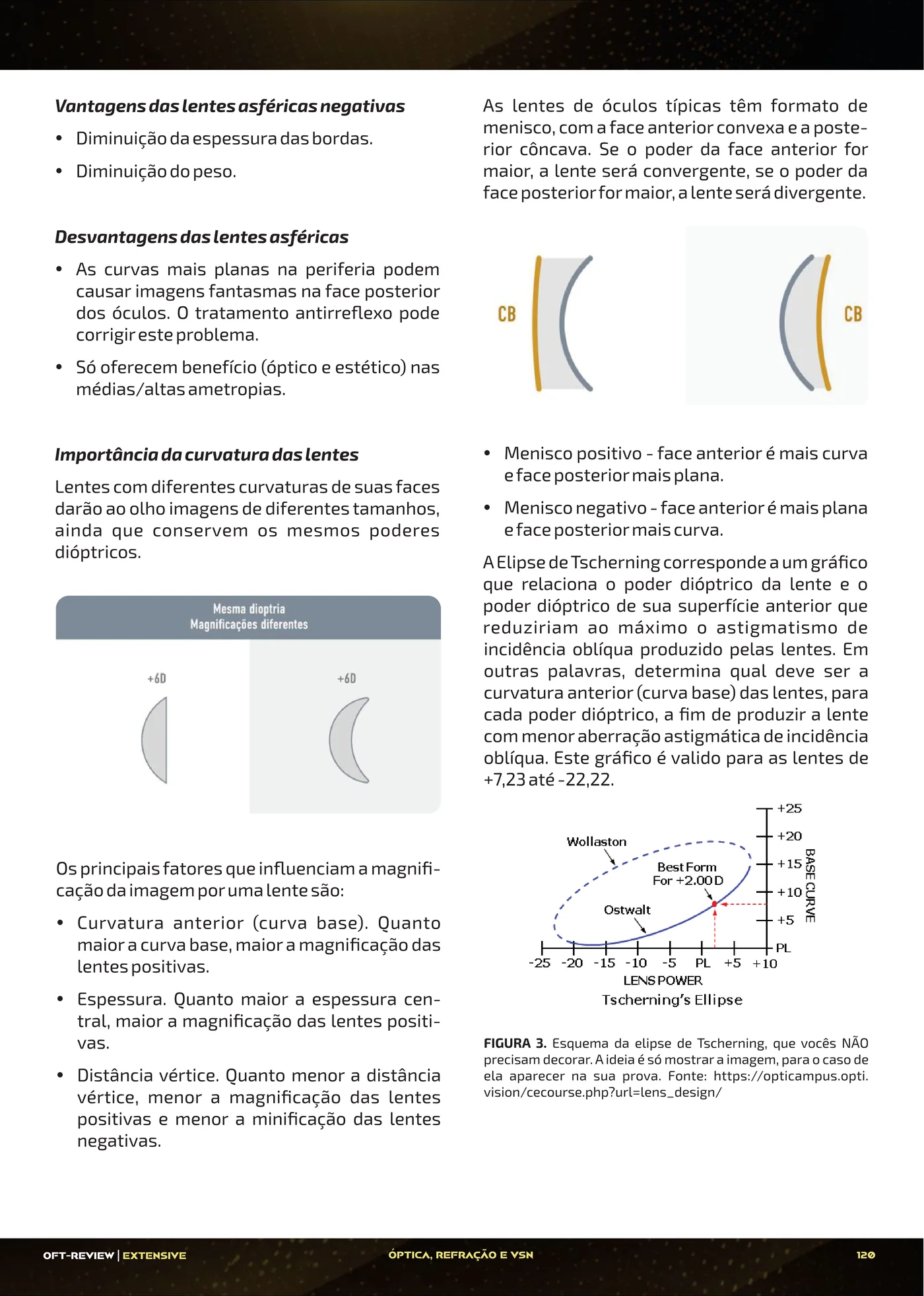 Página da apostila Lentes dos óculos: materiais, número Abbe, conferência e insatisfação