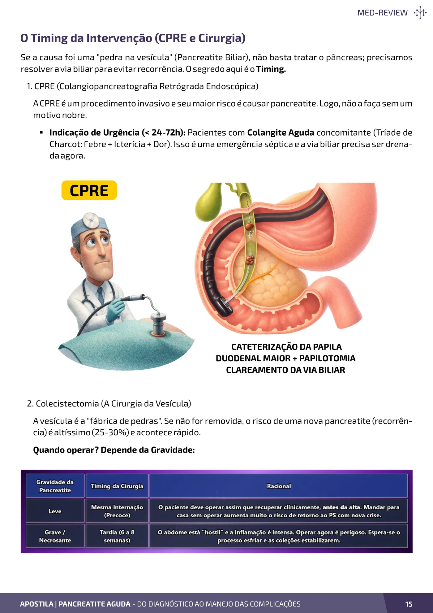 Página da apostila Pancreatite aguda: do diagnóstico ao manejo das complicações