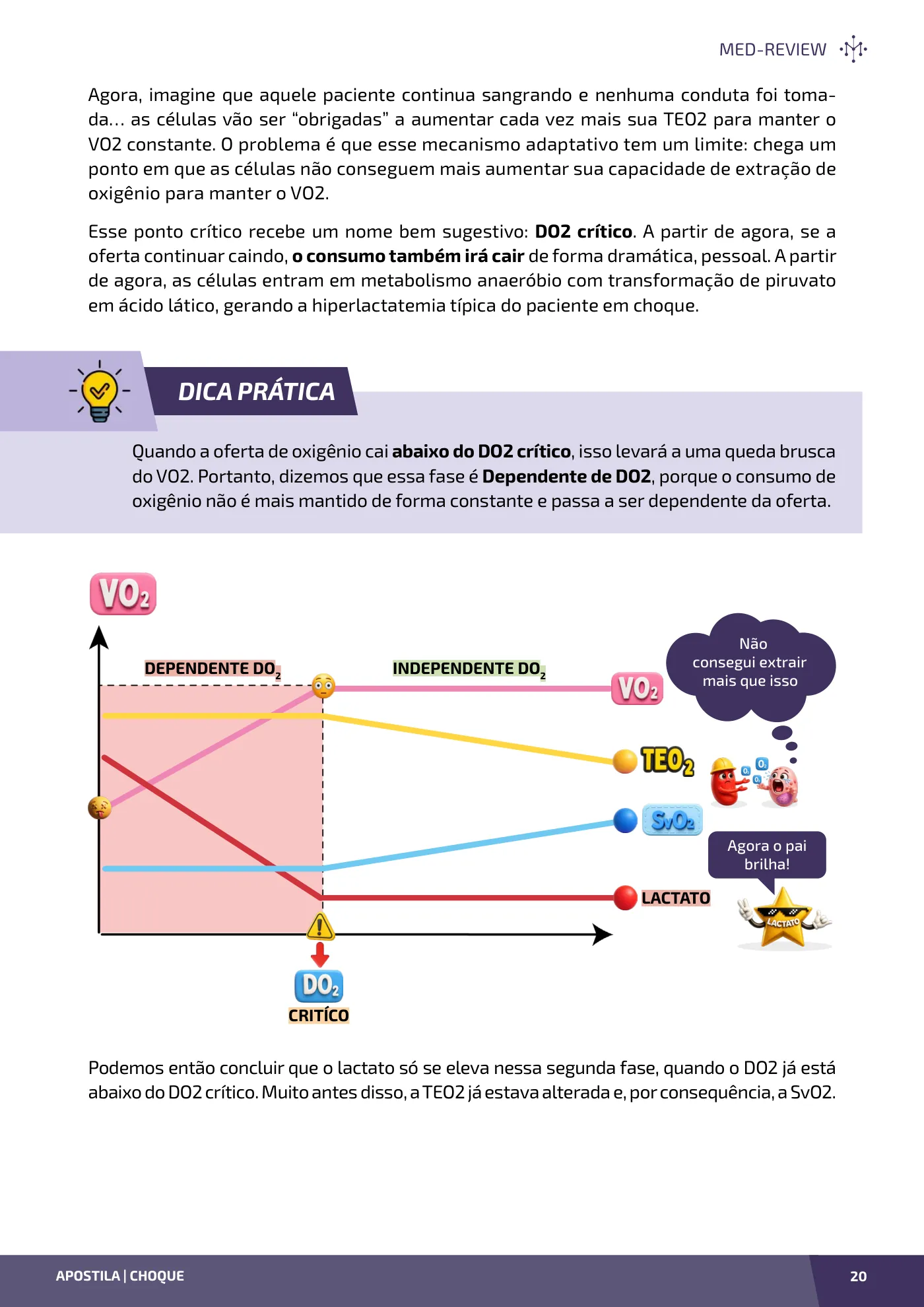 Página da apostila Choque circulatório: perfusão, tipos e tratamento