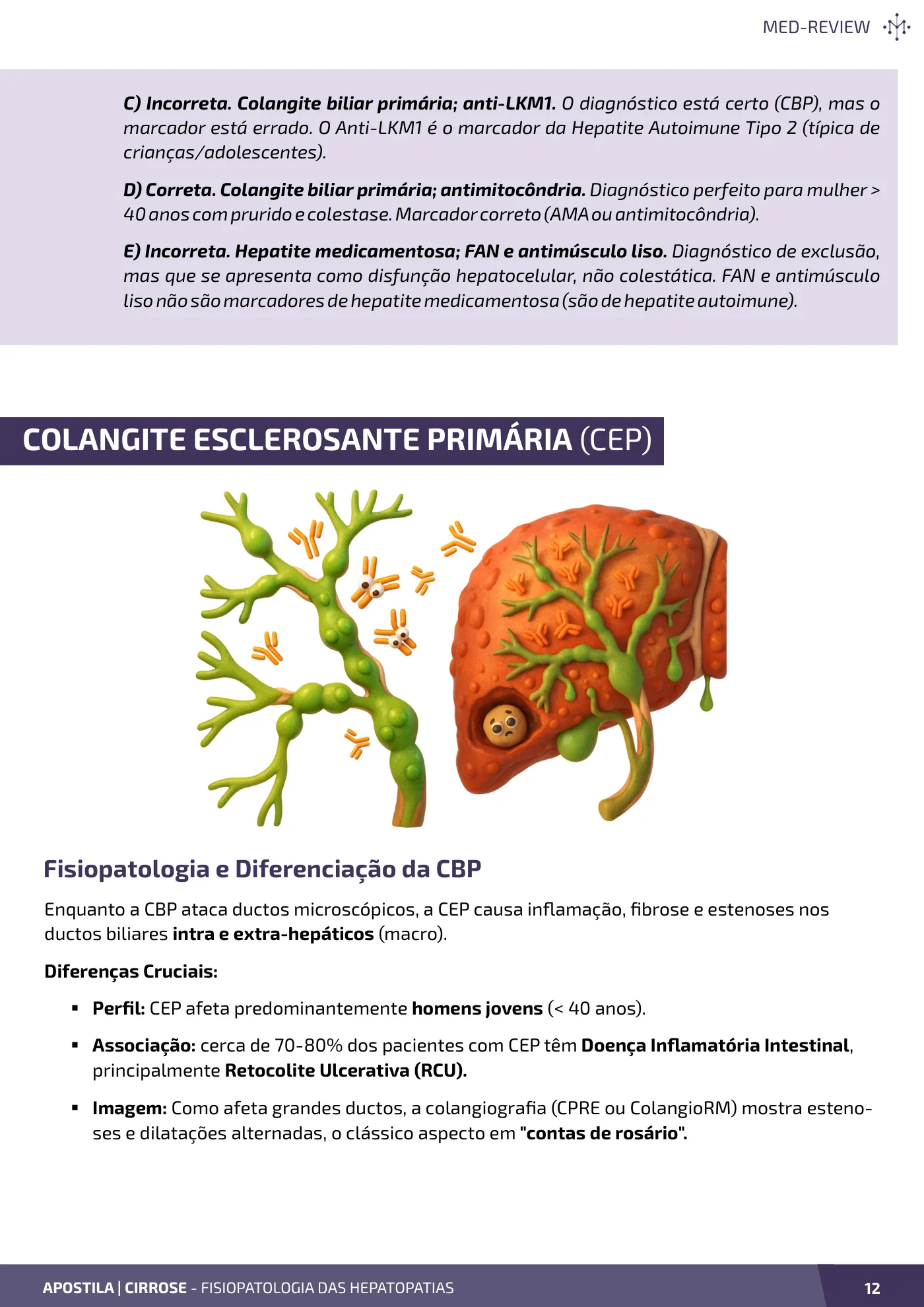 Página da apostila Etiologia das hepatopatias: mecanismos de lesão e evolução para cirrose