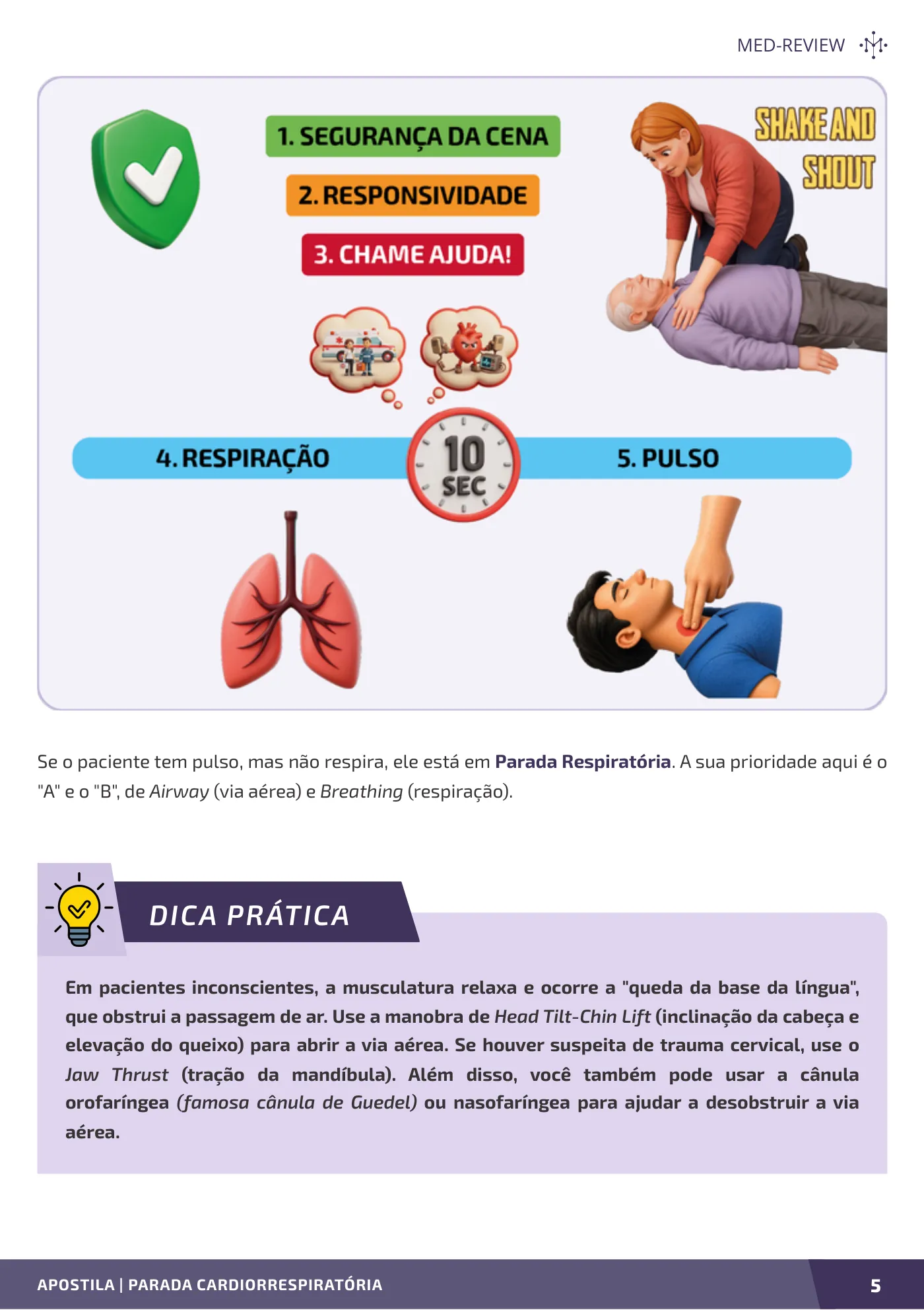 Página da apostila Parada cardiorrespiratória